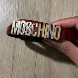 Moschino Skinny Red Logo Belt